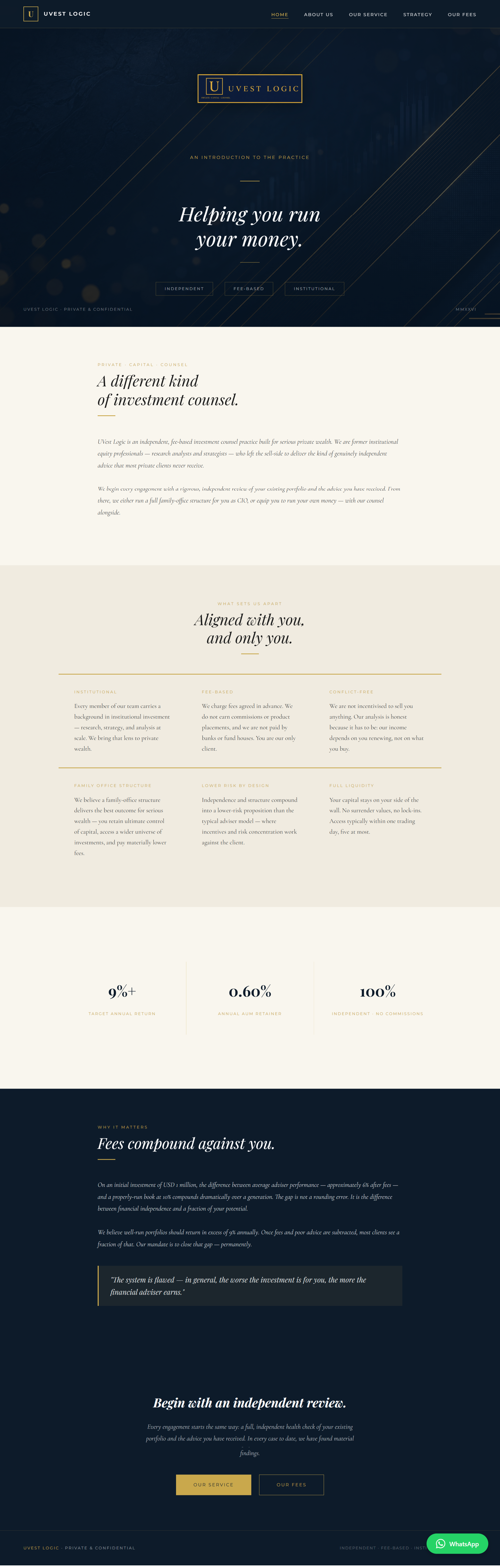 Investment advisory style website sample