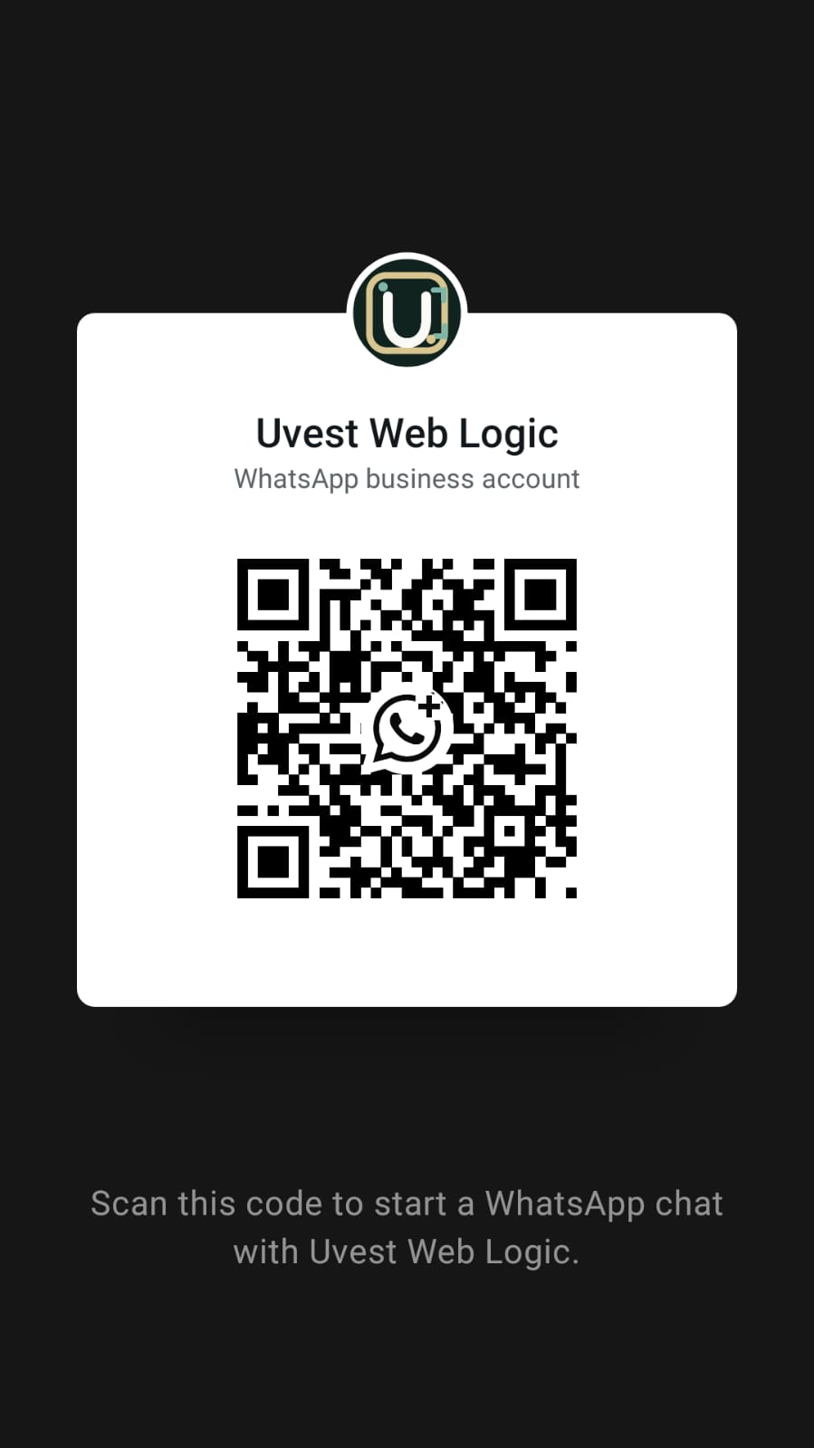 Uvest Web Logic WhatsApp QR code